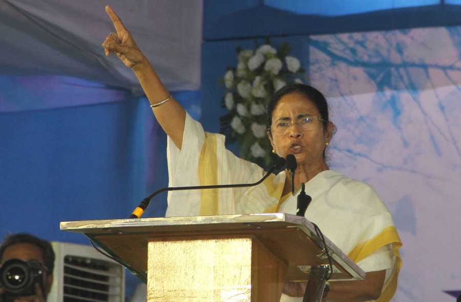 Malda: West Bengal Chief Minister Mamata Banerjee addresses during a programme in Malda on May 4, 2017. (Photo: IANS) by . 