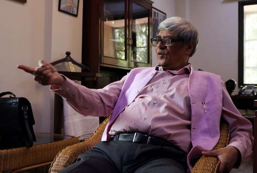New Delhi: Economist and NITI Aayog member Bibek Debroy during an interview with IANS in New Delhi. (Photo: Bidesh Manna/IANS) by .