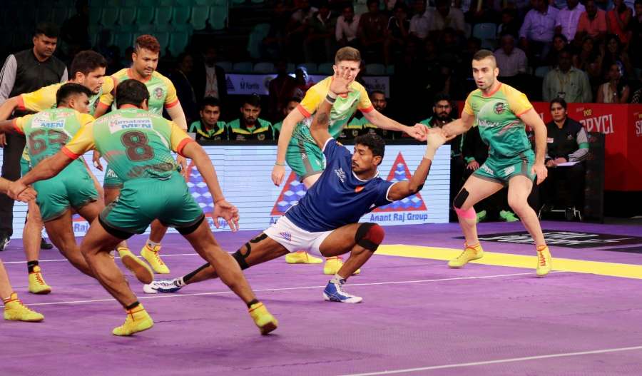 New Delhi: Players in action during a Pro Kabaddi League 2016 match between Dabang Delhi and Patna Pirates in New Delhi, on July 25, 2016. (Photo: IANS) by . 