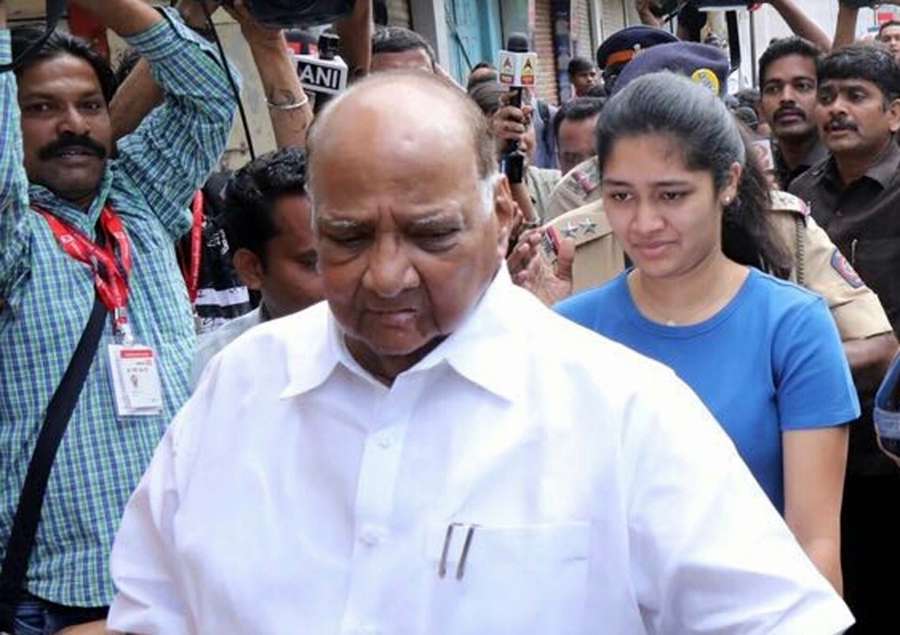 Mumbai: NCP chief Sharad Pawar comes out after casting his vote during BMC Polls in Mumbai on Feb 21, 2017. (Photo: IANS) by . 