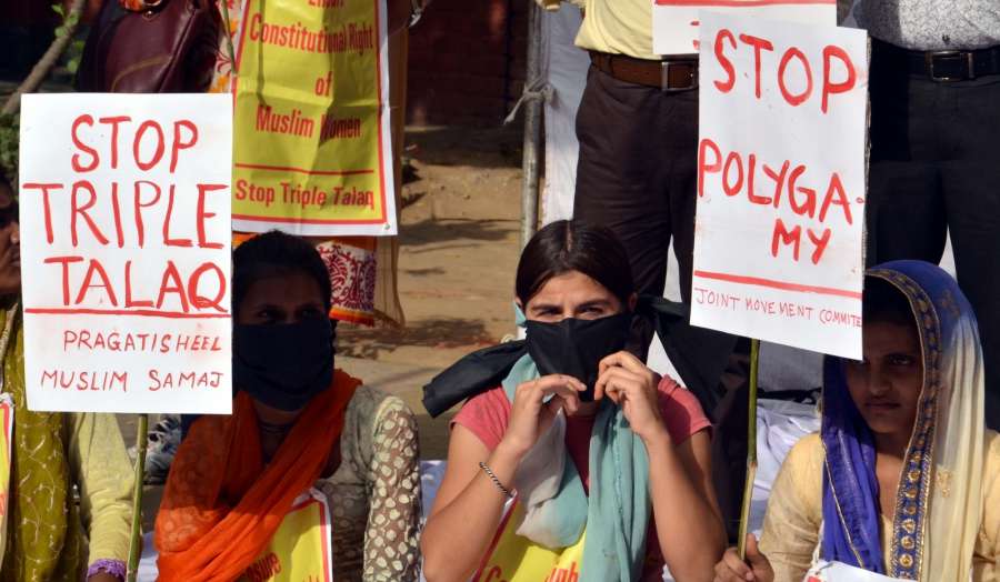 New Delhi: Members of Pragatisheel Muslim Samaj stage a demonstration against triple talaq at Jantar Mantar in New Delhi, on May 10, 2017. (Photo: IANS) by .