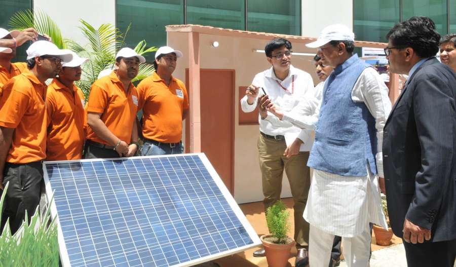 New Delhi: Minister of State for Power, Coal, New and Renewable Energy and Mines (Independent Charge) Piyush Goyal visits the exhibition on Solar Installations and rural electrification initiatives at National Media Centre in New Delhi on May 19, 2017. (Photo: IANS/PIB) by . 