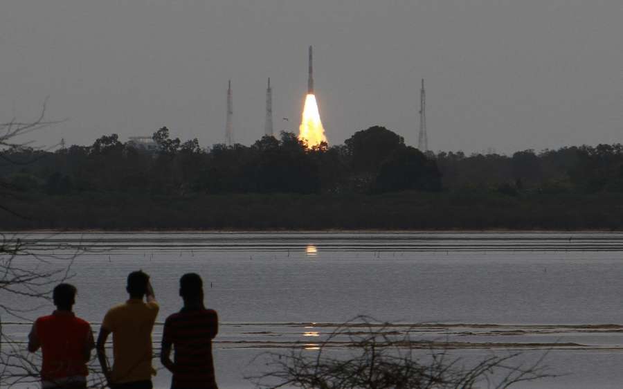 Sriharikota: ISRO's PSLV successfully launched multiple satellite into orbit from Sriharikota, Andhra Pradesh on June 23, 2017. ISRO successfully put into orbit its own earth observation satellite Cartosat, nano satellite NIUSAT and 29 foreign satellites from 14 countries. (Photo: IANS) by . 