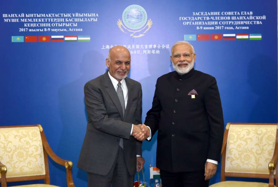Astana: Prime Minister Narendra Modi meets Afghanistan President Dr. Mohammad Ashraf Ghani on the sidelines of the SCO Summit in Astana, Kazakhstan on June 9, 2017. (Photo: IANS/PIB) by . 