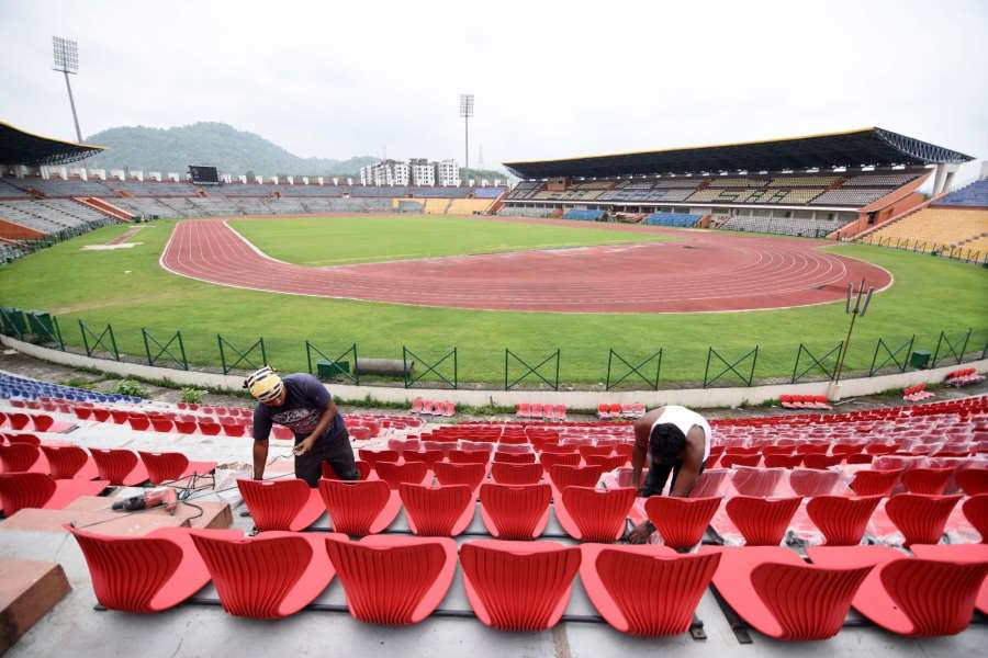 Guwahati: Preparations for FIFA U-17 World Cup underway at Indira Gandhi Athletic Stadium in Guwahati on May 23, 2017. (Photo: IANS) by . 