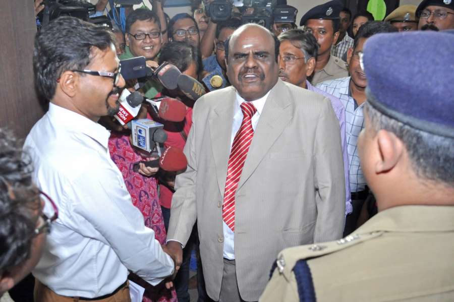 Kolkata: Calcutta High Court judge Justice C.S. Karnan who refused to be examined by a medical team, as ordered by the Supreme Court, terming it a "mad order passed by mad judges"; in Kolkata on May 4, 2017. Karnan said he is mentally fit. He is facing contempt charges for degrading the judiciary and making allegations of corruption against several Supreme Court judges. (Photo: Kuntal Chakrabarty/IANS) by . 