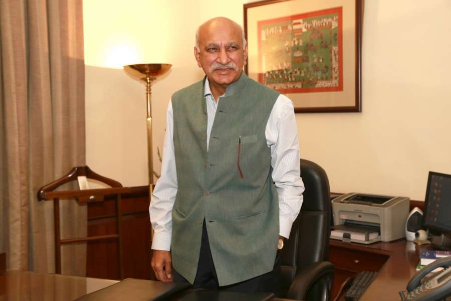 New Delhi: M.J. Akbar assumes charge as Minister of State for External Affairs, in New Delhi on July 6, 2016. (Photo: Amlan Paliwal/IANS) by . 