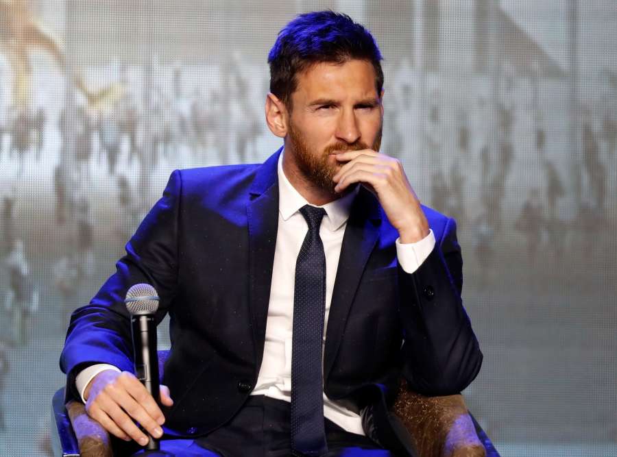 BEIJING, June 1, 2017(Xinhua) -- FC Barcelona's striker Lionel Messi of Argentina reacts during a press conference of Messi China Tour in Beijing, captial of China, on June 1, 2017. (Xinhua/Wang Lili/IANS) by . 