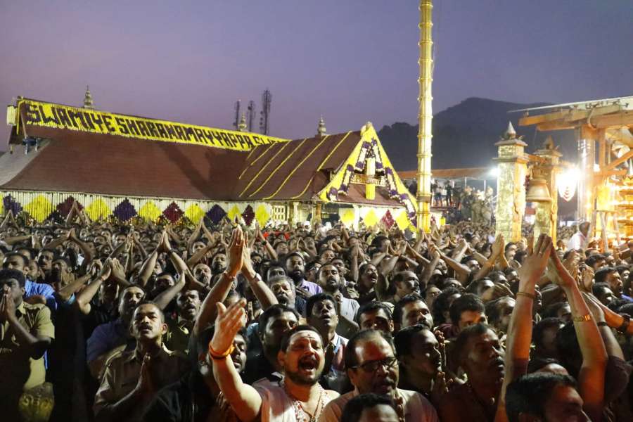 Sabarimala: Devotees of Lord Ayyappan witness the 'Makara Jyothi' at Sabarimala in Kerala, on Jan 14, 2017. (Photo: IANS) by .