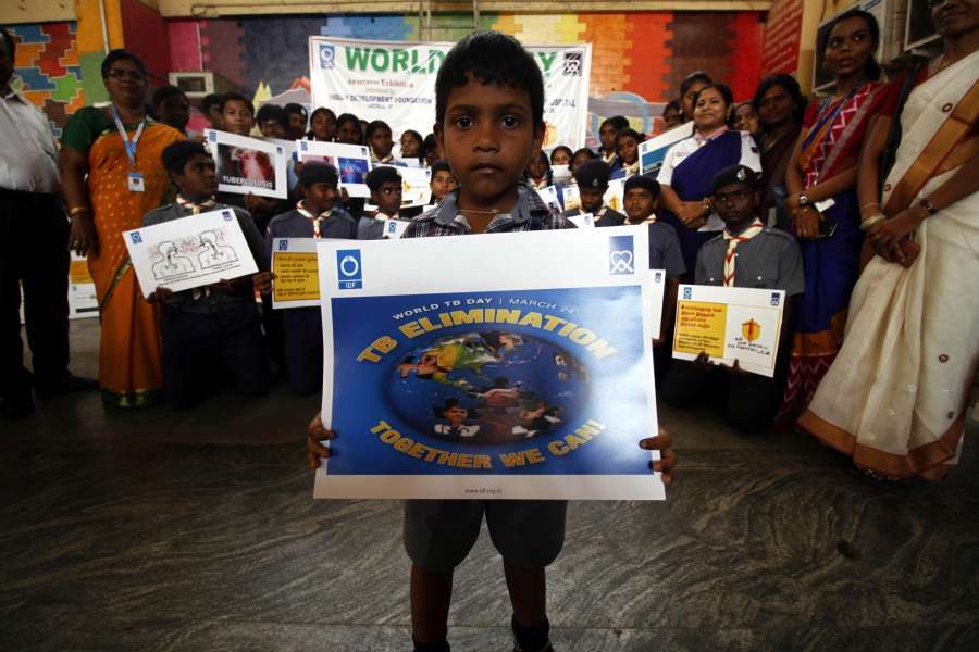 Chennai: School students participate during a programme to raise awareness on tuberculosis on World TB Day at Chennai Railway Station on March 24, 2017. (Photo: IANS) by . 