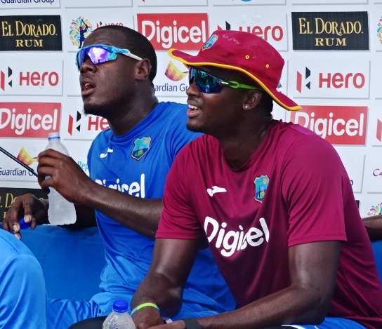 St Lucia: West Indies' skipper Jason Holder (R) during a practice session at Darren Sammy Stadium in St Lucia on Aug 7, 2016. (Photo: IANS) by . 