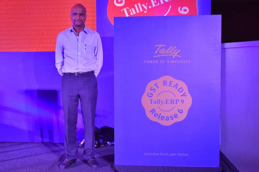 New Delhi: Tally Solutions Managing Director Bharat Goenka during the launch of "Tally.ERP 9 release 6.0 - Complete GST Solutions" in New Delhi on June 22, 2017. (Photo: IANS) by . 
