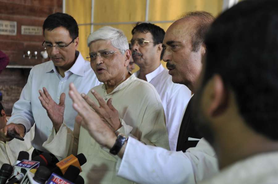 New Delhi: UPA's vice presidential candidate Gopalkrishna Gandhi talks to press at Parliament on July 18, 2017. (Photo: IANS) by .