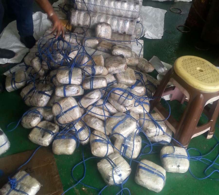 Ahmedabad: Heroin, valued at Rs 3,500 crore, that was seized by the Indian Coast Guard from a ship off the coast of Gujarat on July 30, 2017. (Photo: IANS) by . 