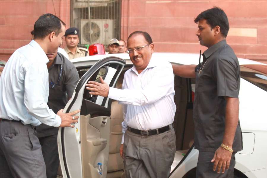 New Delhi: National Security Advisor Ajit Doval arrives to attend an All Party meeting at North Block in New Delhi on Sept 29, 2016. India caused "significant casualties" on terrorists and those who support them during surgical strikes across the India-Pakistan border late on Wednesday. (Photo: Amlan Paliwal/IANS) by . 