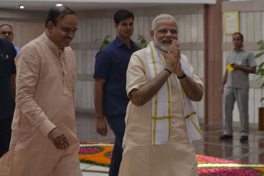 New Delhi: Prime Minister Narendra Modi and Union Minister Ananth Kumar arrive to attend an all-party meeting ahead of the monsoon session of Parliament, in New Delhi on July 16, 2017. (Photo: IANS) by .