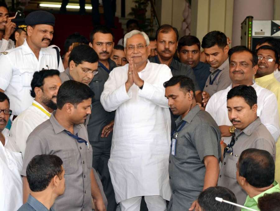 Patna: Bihar Chief Minister Nitish Kumar comes out of the state assembly after winning the trust vote in Patna on July 28, 2017. (Photo: IANS) by .