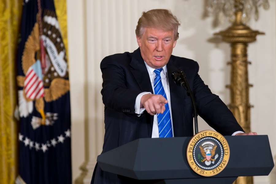WASHINGTON, June 23, 2017 (Xinhua) -- U.S. President Donald Trump speaks before signing a new legislation at the White House in Washington D.C., the United States, on June 23, 2017. U.S. President Donald Trump on Friday signed a new legislation aimed at protecting whistleblowers and facilitating easier firing of employees at the Department of Veteran Affairs (VA). (Xinhua/Ting Shen/IANS) by .
