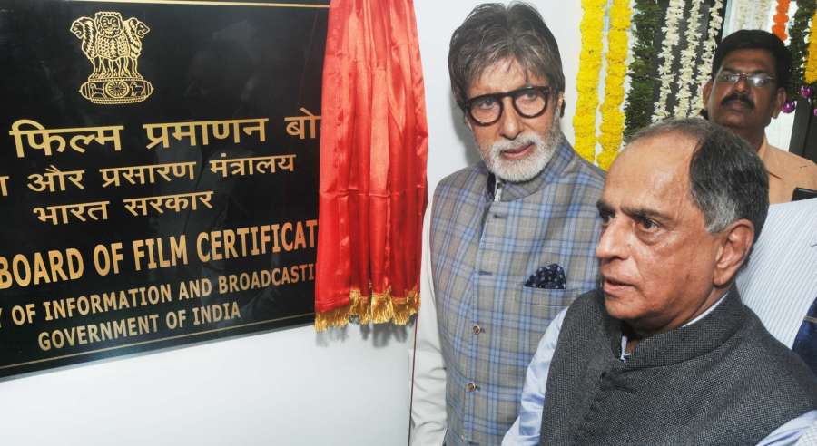 Mumbai: Actor Amitabh Bachchan and CBFC chairman Pahlaj Nihalani during inauguration of new office premise of the Central Board of Film Certification in Mumbai on April 4, 2017. (Photo: IANS) by .