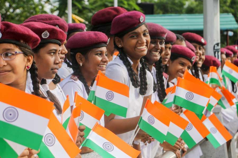 Chennai: Children hold the national flag on the 71st Independence Day celebration in Chennai on Aug 15, 2017. (Photo: IANS) by .