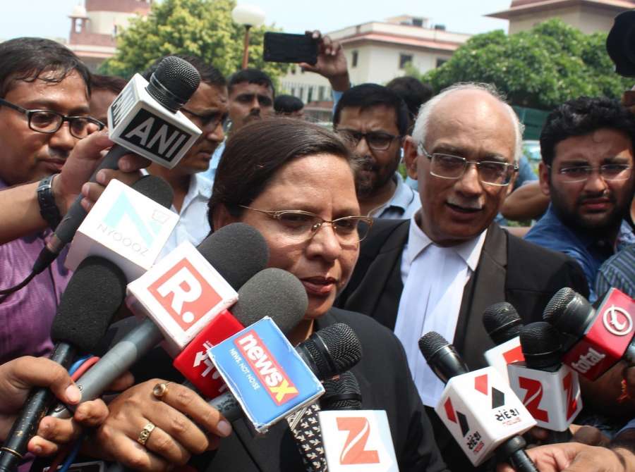 New Delhi: Supreme Court lawyer fighting against the provision of triple talaq Farha Faiz talks to the press after the court's hearing on Triple Talaq in New Delhi on Aug 22, 2017. The Supreme Court struck down the practice of Triple Talaq terming it "unconstitutional", "arbitrary" and "not part of Islam." (Photo: IANS) by .