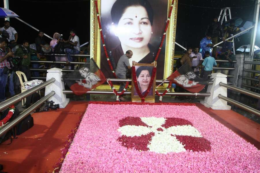 The memorial of former Chief MIinister J Jayalalitha at Marina Beach in Chennai on Aug. 18, 2017. (Photo: IANS) by .