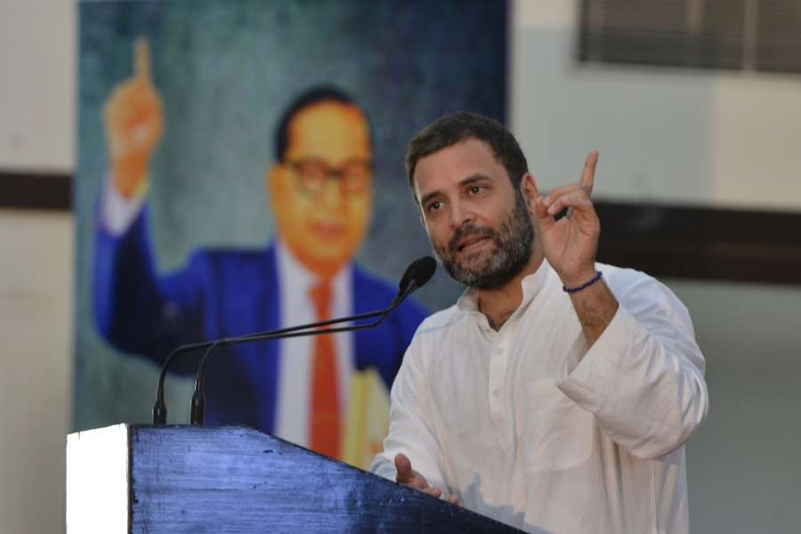 New Delhi: Congress Vice President Rahul Gandhi addresses during 'Sajha Virasat Bachao' (Save Composite Culture) conference in New Delhi on Aug 17, 2017. (Photo: IANS) by .