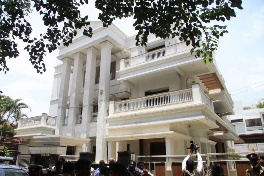 Bengaluru: Police personnel outside the residence of Karnataka Energy Minister DK Shivakumar during the Income Tax department raids in Bengaluru on Aug 2, 2017. (Photo: IANS) by .