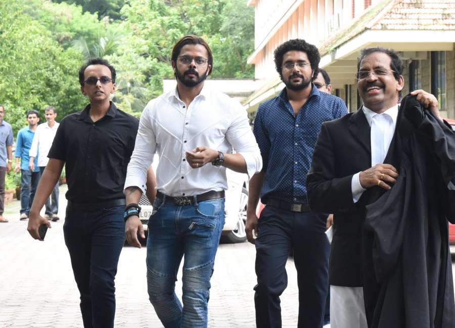 Kochi: Indian pacer S. Sreesanth at Kerala High Court in Kochi on Aug 7, 2017. The Kerala High Court on Monday lifted the life ban imposed by the Board of Control for Cricket in India (BCCI). The BCCI's Disciplinary Committee headed by present Union Finance Minister Arun Jaitley had slapped a life-time ban on Sreesanth and Chavan on 13th September, 2013. (Photo: IANS) by .
