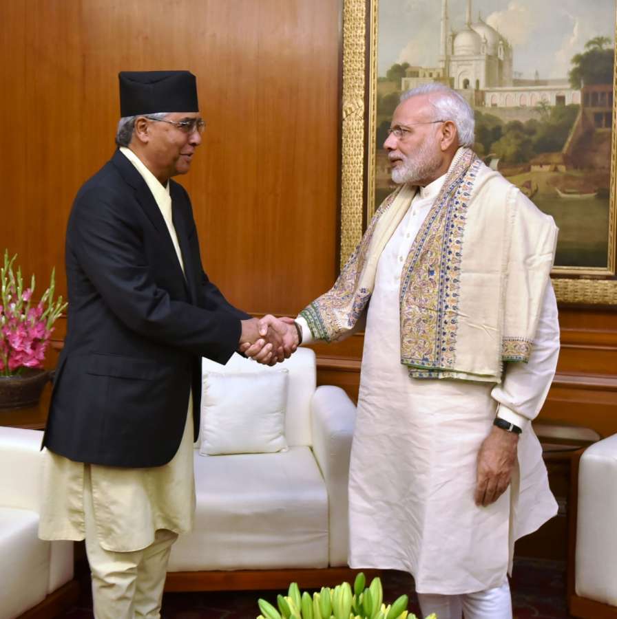 New Delhi: Former Prime Minister of Nepal and President of Nepali Congress Sher Bahadur Deuba calls on the Prime Minister Narendra Modi, in New Delhi on Nov 08, 2016. (Photo: IANS/PIB) by .