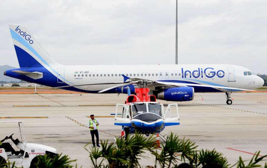 Bengaluru: A helicopter-taxi (heli-taxi) at Bengaluru International Airport on Aug 4, 2017. (Photo: IANS) by .