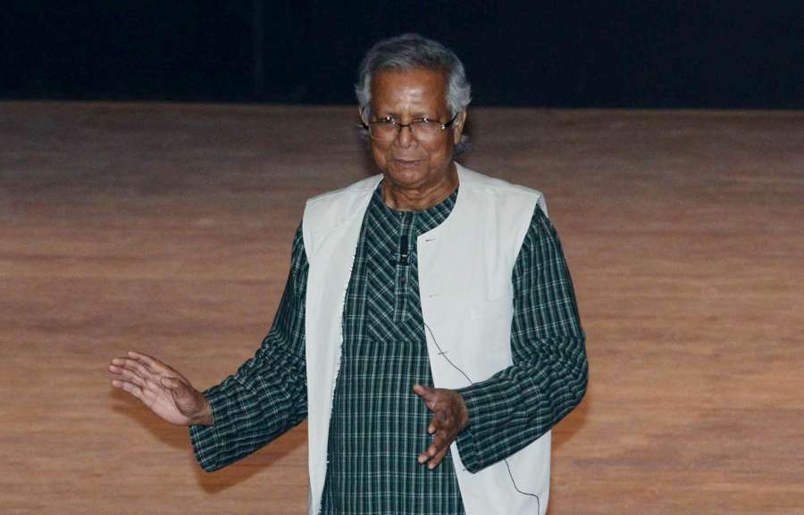 Kolkata: Bangladesh's Nobel Laureate economist Muhammad Yunus addresses during bicentenary celebration of Presidency University in Kolkata on Jan 10, 2017. (Photo: Kuntal Chakrabarty/IANS) by .