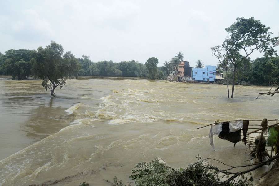 Ghatal: A view of flood-hit Ghatal in West Bengal's Paschim Medinipur district on July 31, 2017. (Photo: IANS) by .