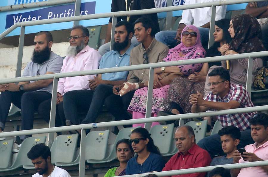 Mumbai: Haseeb Hameed of England watches the fourth test match between India and England with his family at Wankhede Stadium in Mumbai, on Dec 9, 2016. (Photo: Surjeet Yadav/IANS) by .