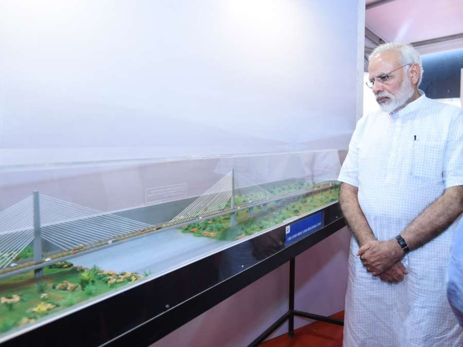 Udaipur: Prime Minister Narendra Modi at the inauguration and laying of foundation stone of various major highway projects at Udaipur in Rajasthan on Aug 29, 2017. (Photo: IANS/PIB) by .