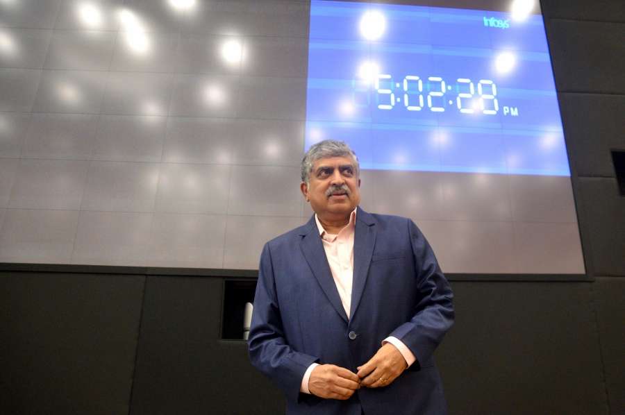Bengaluru: Newly appointed Non Executive Chairman of Infosys Nandan Nilekani during a press conference of Infosys, in Bengaluru on Aug 25, 2017. (Photo: IANS) by .