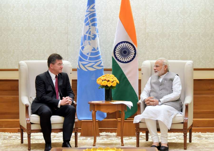 New Delhi: UNGA President elect Miroslav Lajcak calls on Prime Minister Narendra Modi in New Delhi on Aug 28, 2017. (Photo: IANS/PIB) by .