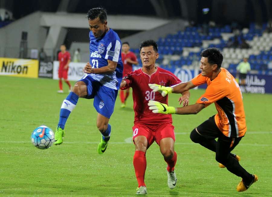 Bengaluru: Players in action during AFC Cup semifinal match between Bengaluru FC and North Korea at Shree Kanteerava Stadium in Bengaluru on Aug 23, 2017. (Photo: IANS) by .