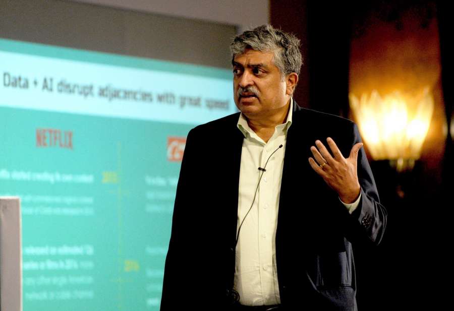 Bengaluru: Former Unique Identification Authority of India (UIDAI) Chairman Nandan Nilekani during the 6th CK Prahalad Memorial Lecture 2017 organised by CII in Bengaluru on Aug 8, 2017. (Photo: IANS) by .