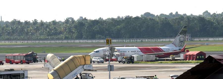 Kochi: A view of the Air India flight IX452 after it met an accident while landing at the terminal 3 of the Cochin International Airport in Kochi on Sept 5, 2017. (Photo: IANS) by .