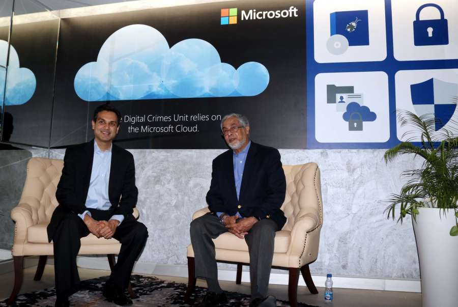 New Delhi: Microsoft India Chairman Bhaskar Pramanik, Microsoft India President Anant Maheshwari at the launch of Microsoft's India Cyber Security Center in New Delhi, on Oct 21, 2016. (Photo: IANS) by .