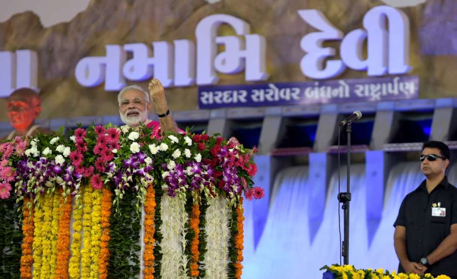 Dabhoi: Prime Minister Narendra Modi addresses at a public meeting in Dabhoi, Gujrat on Sept 17, 2017. (Photo: IANS/PIB) by .