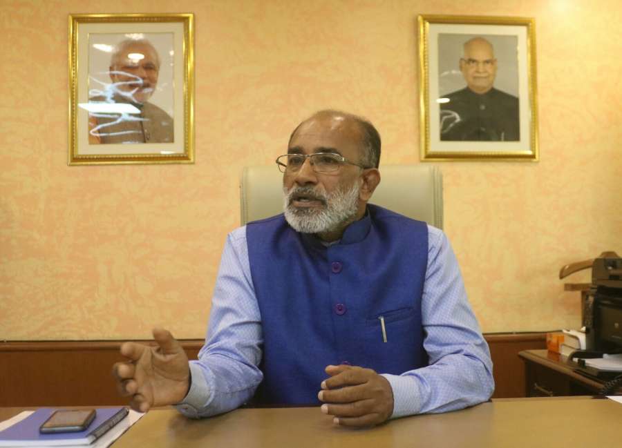 New Delhi: Union MoS Tourism (I/C) Alphons Kannanthanam during an interview with IANS in New Delhi on Sept 18, 2017. (Photo: IANS/Bidesh Manna) by . 