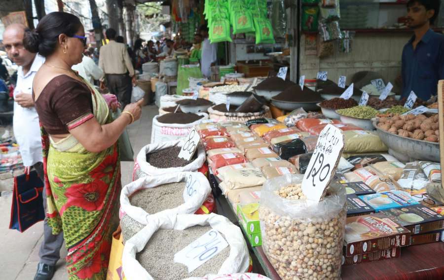 New Delhi: Spices on sale at a shop in Khari Baoli whole sale market near Chandni Chowk, in New Delhi. (File Photo: IANS) by .