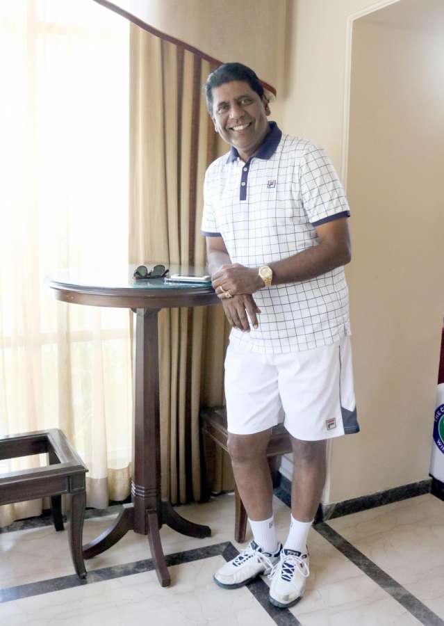New Delhi: Former tennis player Vijay Amritraj during a press conference regarding "Wimbledon Masters under-14" in New Delhi on April 10, 2017. (Photo: IANS) by .