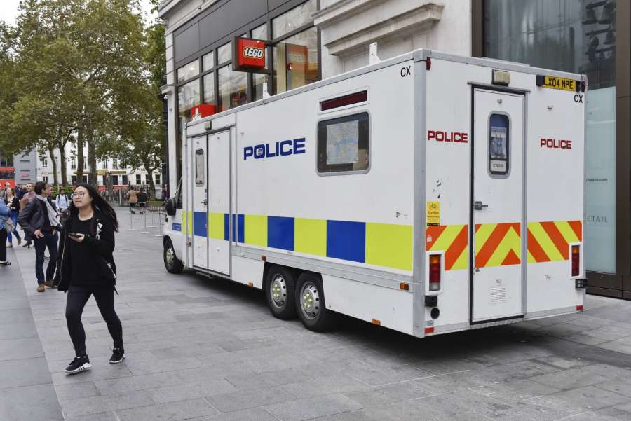 LONDON, Sept. 16, 2017 (Xinhua) -- A police vehicle patrols on a street in London, Britain on Sept. 16, 2017. British Prime Minister Theresa May said Friday that the terror threat level is raised to critical, which means a further terrorist attack in Britain may be imminent. (Xinhua/Stephen Chung/IANS) by .