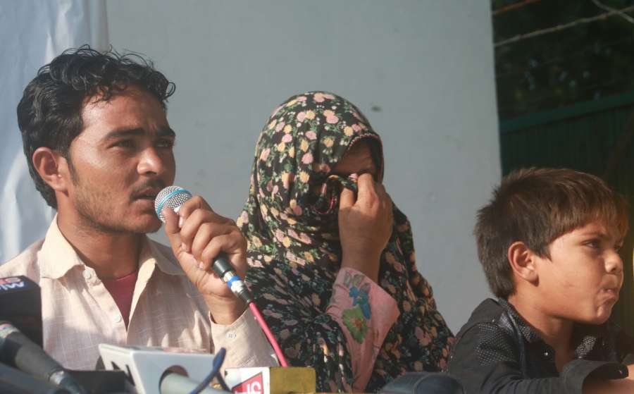 New Delhi: Family members of Pehlu Khan during a press conference regarding implemention of MASUKA law, in New Delhi on Sept 15, 2017. Pehlu Khan a dairy farmer, who was lynched on the spot by alleged cow protection vigilantes. (Photo: IANS) by .