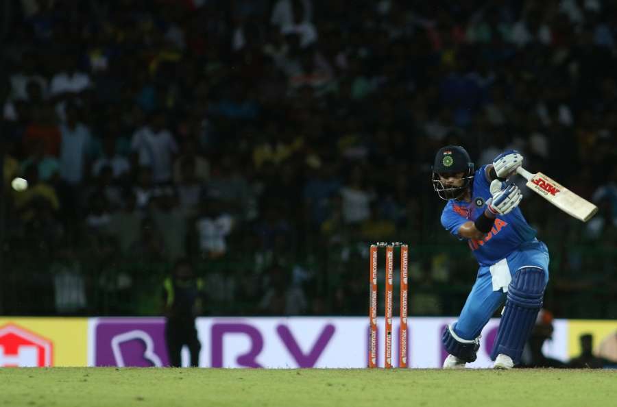 Colombo: Indian skipper Virat Kohli addresses during the T20I match between India and Sri Lanka at R.Premadasa Stadium in Colombo, Sri Lanka on Sept 6, 2017. (Photo: Surjeet Yadav/IANS) by .