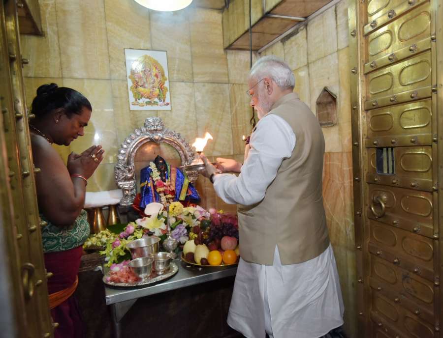 Yangon: Prime Minister Narendra Modi during his visit to Kalibari Temple, in Yangon, Myanmar on Sept 7, 2017. (Photo: IANS/PIB) by .