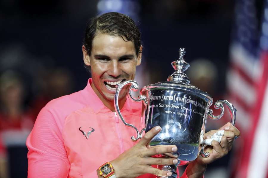 New York, Sept. 11, 2017 (Xinhua) -- Rafael Nadal of Spain celebrates after defeating South Africa player Anderson during the men's singles final match at the 2017 U.S. Open in New York, the United States, Sept. 10, 2017. Rafael Nadal won 3-0 to claim the title. (Xinhua/Qin Lang/IANS) by .